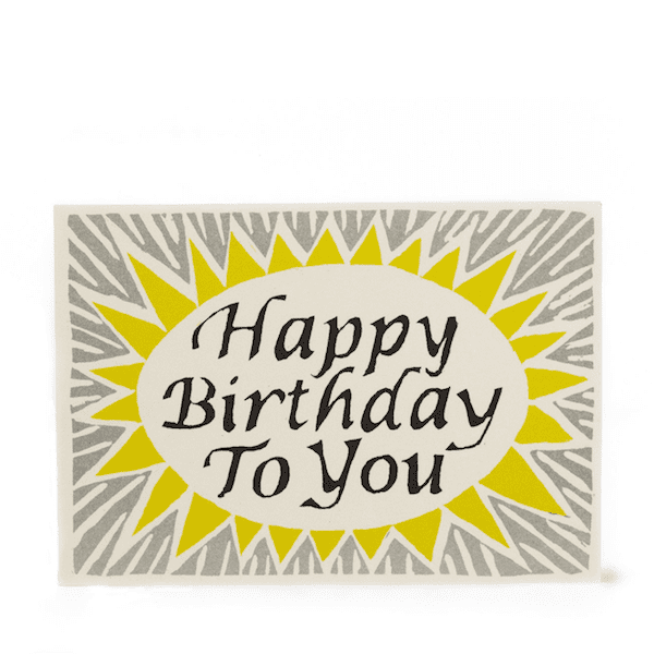 Happy Birthday To You Grey, Black and Yellow - The Bristol Artisan Handmade Sustainable Gifts and Homewares.