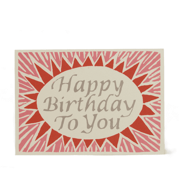 Happy Birthday card - pink & red - The Bristol Artisan Handmade Sustainable Gifts and Homewares.