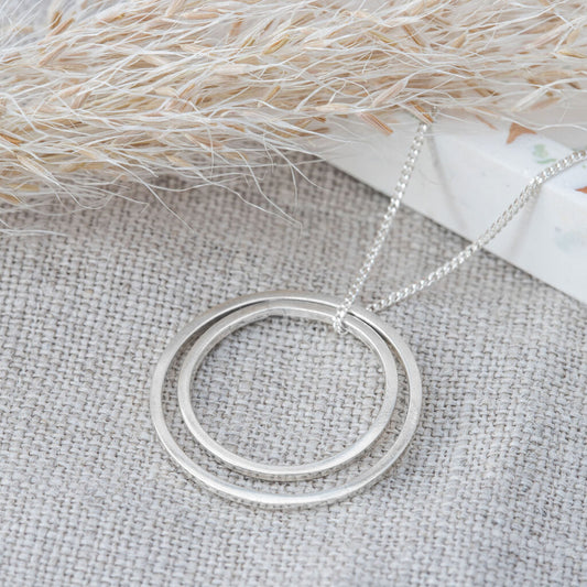 Double Circle Necklace - Silver - The Bristol Artisan Handmade Sustainable Gifts and Homewares.