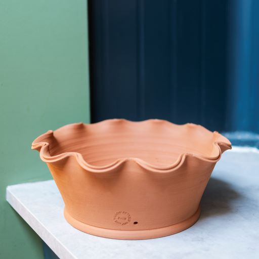 Bristol Shallow Scalloped Terracotta pot - medium - Collection only - The Bristol Artisan Handmade Sustainable Gifts and Homewares.