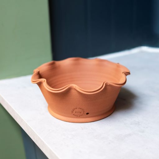 Bristol Shallow Scalloped Terracotta pot - small - The Bristol Artisan Handmade Sustainable Gifts and Homewares.