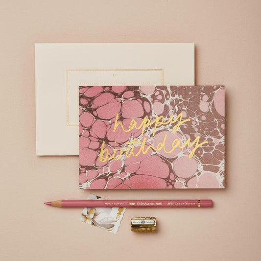 Pink Marble 'Happy Birthday' card - THE BRISTOL ARTISAN