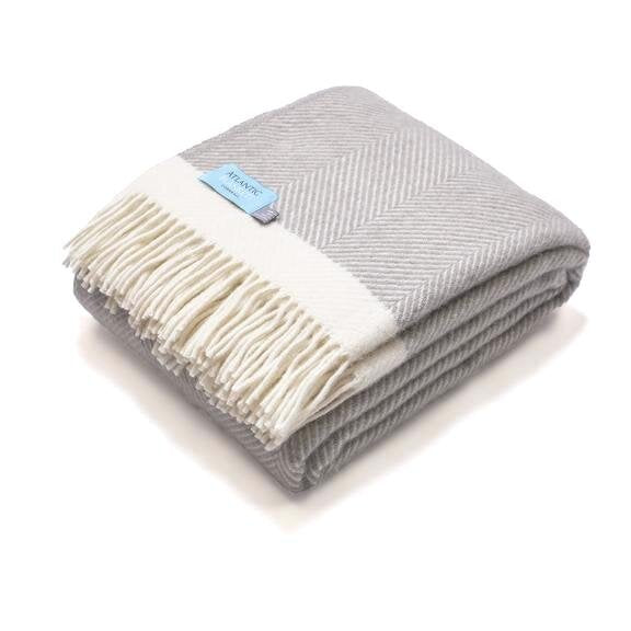 Harbour Grey Herringbone Wool Throw Blanket - The Bristol Artisan Handmade Sustainable Gifts and Homewares.