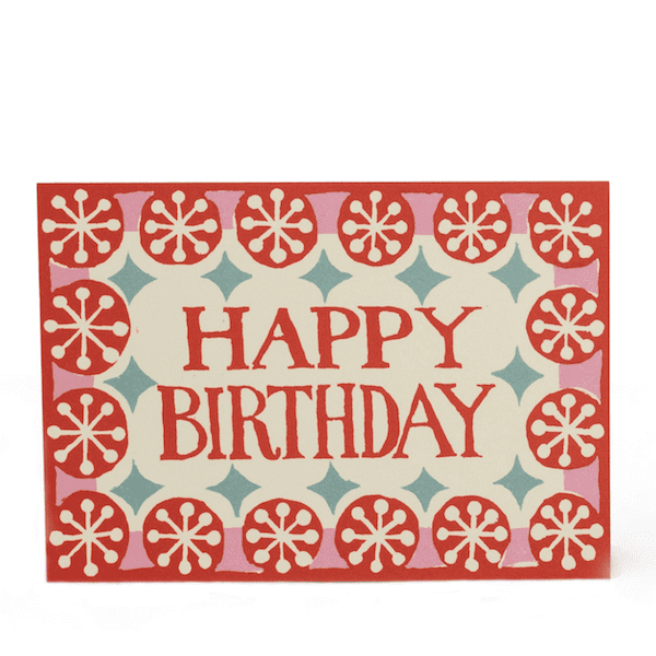 Happy Birthday card - coral & pink - The Bristol Artisan Handmade Sustainable Gifts and Homewares.