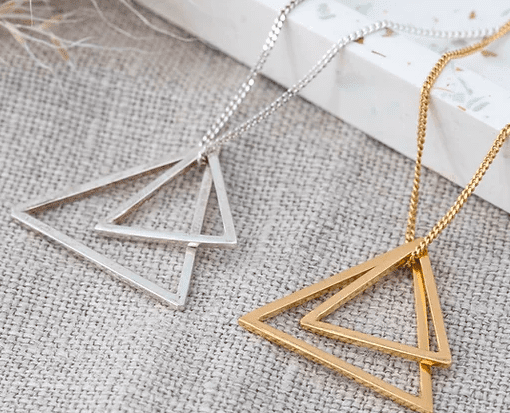 Double Triangle Necklace - Silver - The Bristol Artisan Handmade Sustainable Gifts and Homewares.