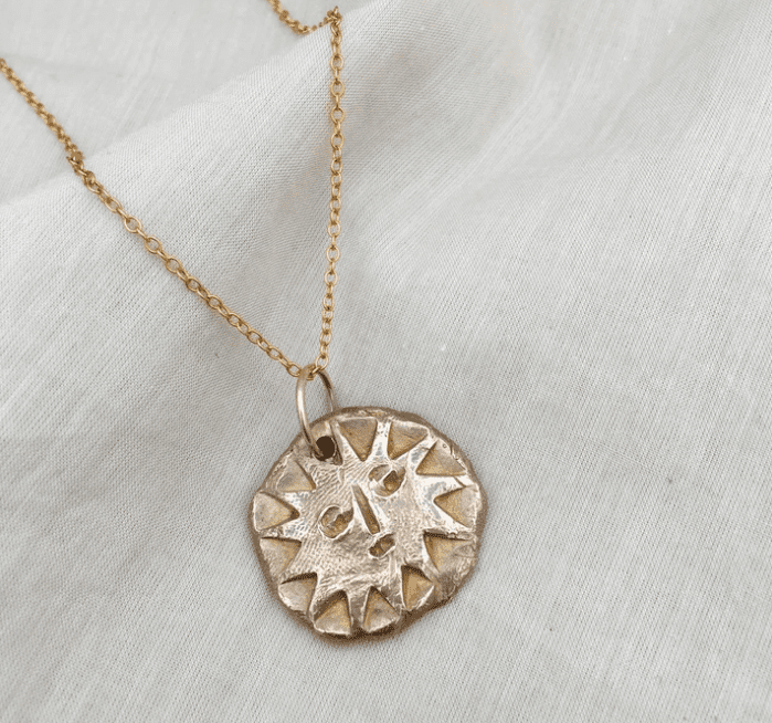 THEIA Sun Face Medium Coin Necklace Solid Bronze - The Bristol Artisan Handmade Sustainable Gifts and Homewares.