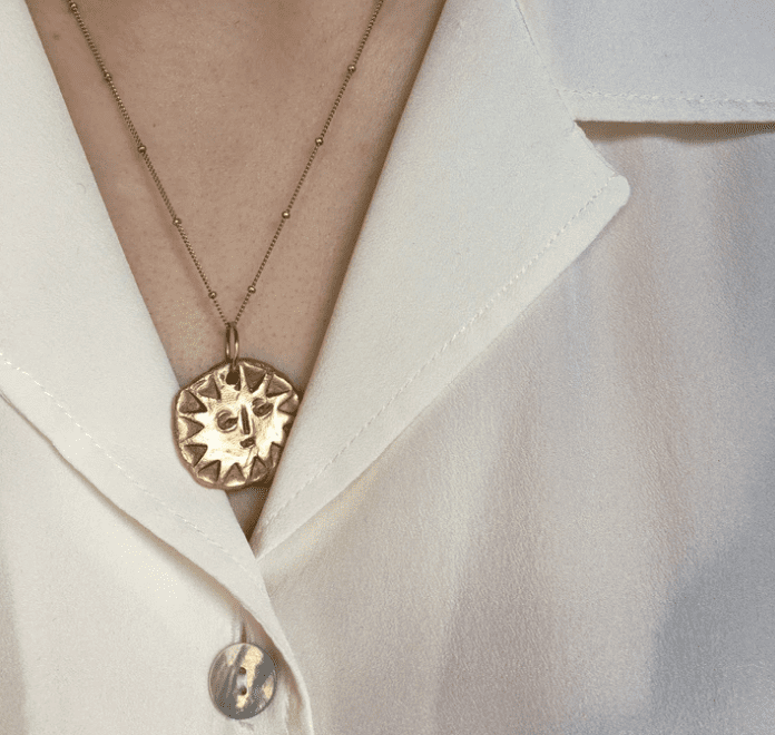 THEIA Sun Face Medium Coin Necklace Solid Bronze - The Bristol Artisan Handmade Sustainable Gifts and Homewares.
