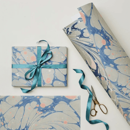 Gift Wrap - Blue marble - The Bristol Artisan Handmade Sustainable Gifts and Homewares.