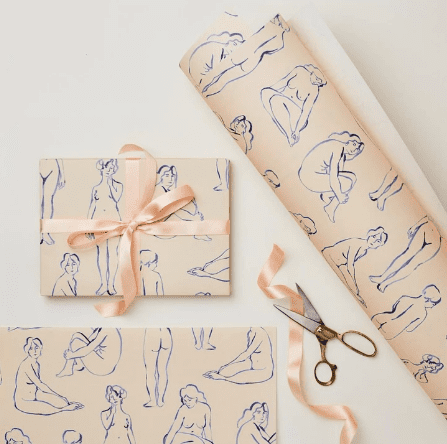 Gift Wrap - Blue Nudes - The Bristol Artisan Handmade Sustainable Gifts and Homewares.