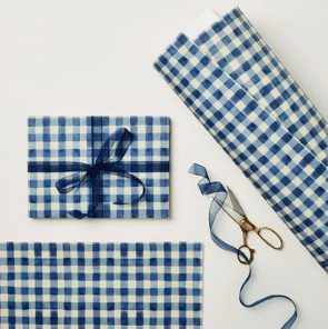 Gift Wrap - blue gingham - The Bristol Artisan Handmade Sustainable Gifts and Homewares.