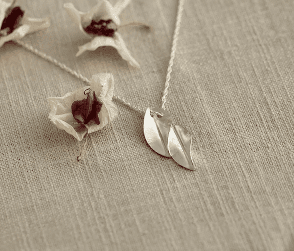 Double Leaf Silver Necklace - THE BRISTOL ARTISAN