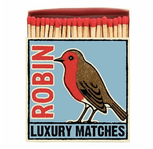 Luxury matches - Robin - The Bristol Artisan Handmade Sustainable Gifts and Homewares.