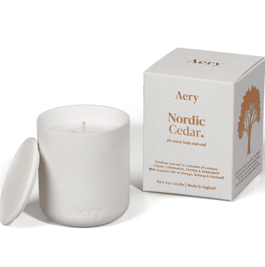Nordic Cedar Scented Plant Based Wax Candle In A Reusable Clay Pot - The Bristol Artisan Handmade Sustainable Gifts and Homewares.