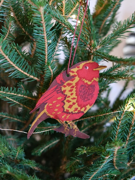 Robin screen printed wooden decoration - THE BRISTOL ARTISAN