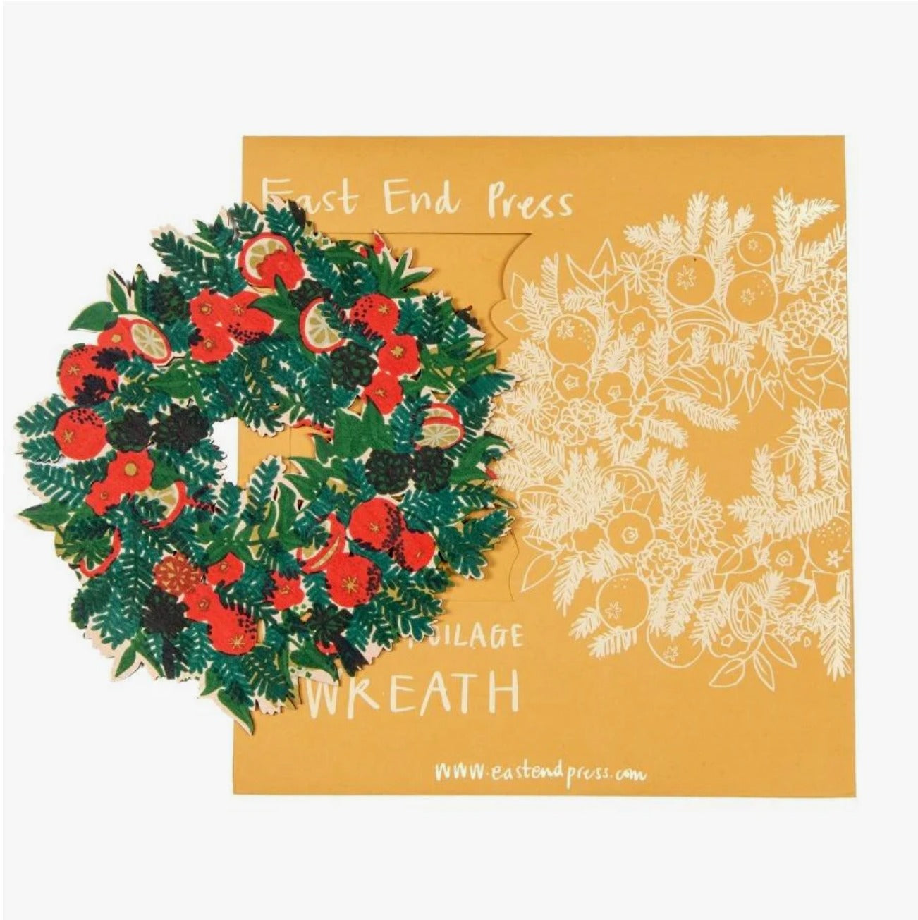 Christmas Foliage Wreath screen printed wooden decoration - The Bristol Artisan Handmade Sustainable Gifts and Homewares.