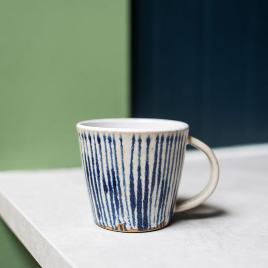Dolomite glaze blue stripe mug - THE BRISTOL ARTISAN