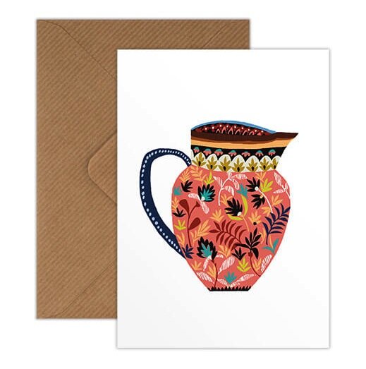 Pink Jug Greetings Card - The Bristol Artisan Handmade Sustainable Gifts and Homewares.