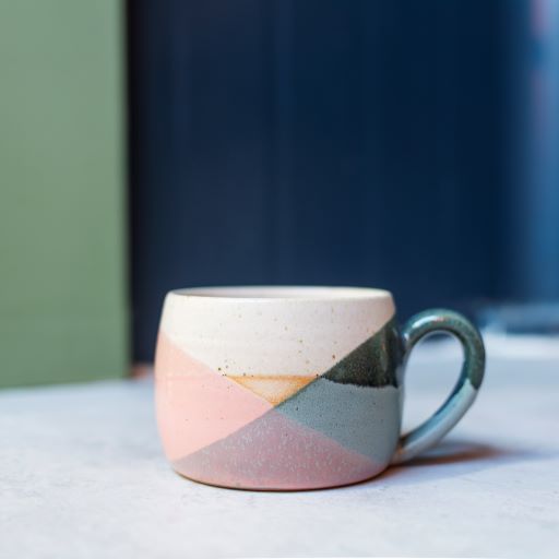 'Bristol' Trio Glaze Mug - Jade & pink - THE BRISTOL ARTISAN