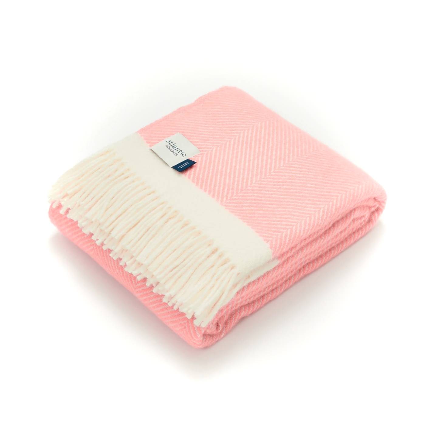 Candy Floss Pink Herringbone Wool Throw Blanket - THE BRISTOL ARTISAN