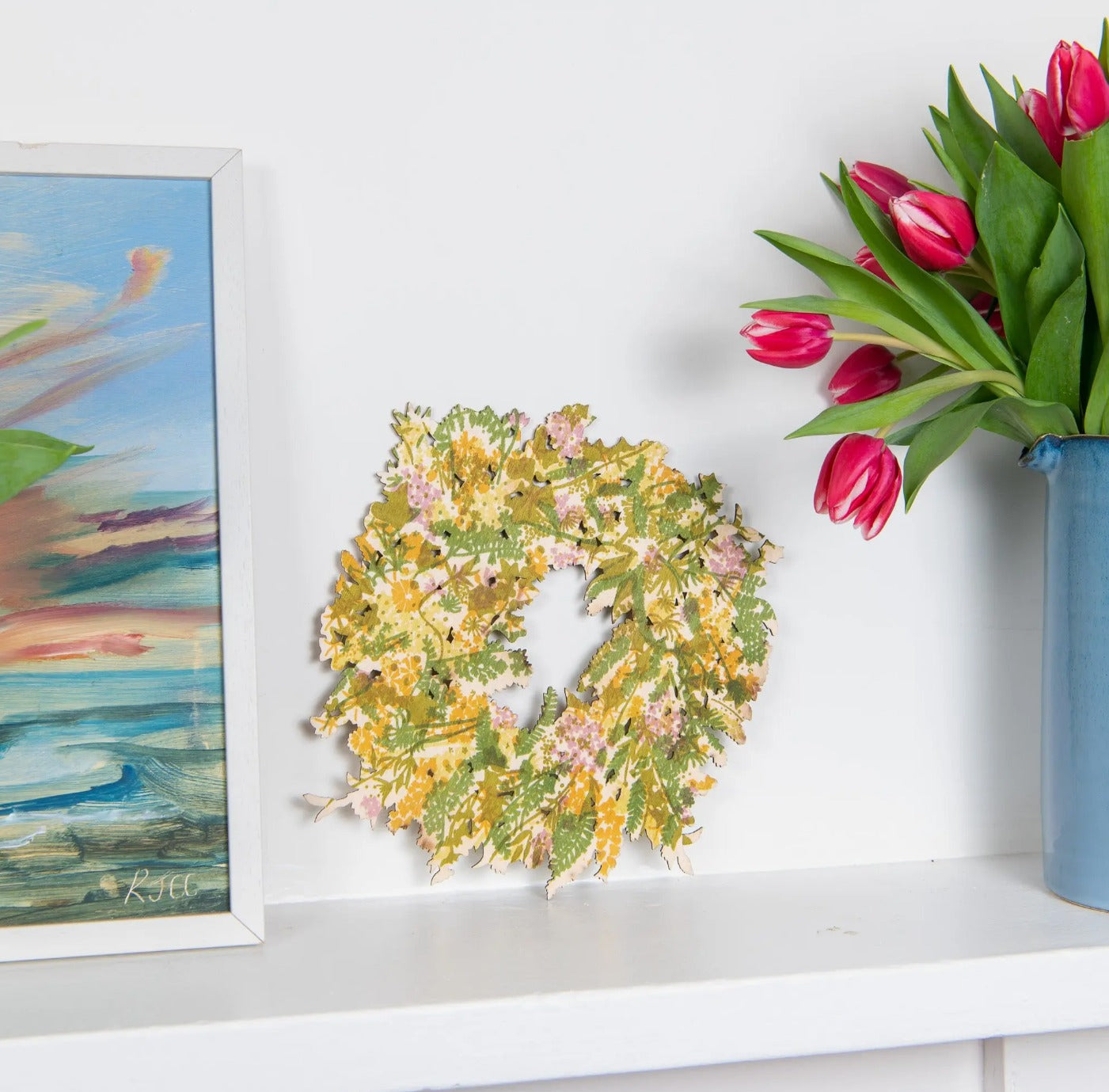 Spring Floral Wooden Wreath - The Bristol Artisan Handmade Sustainable Gifts and Homewares.