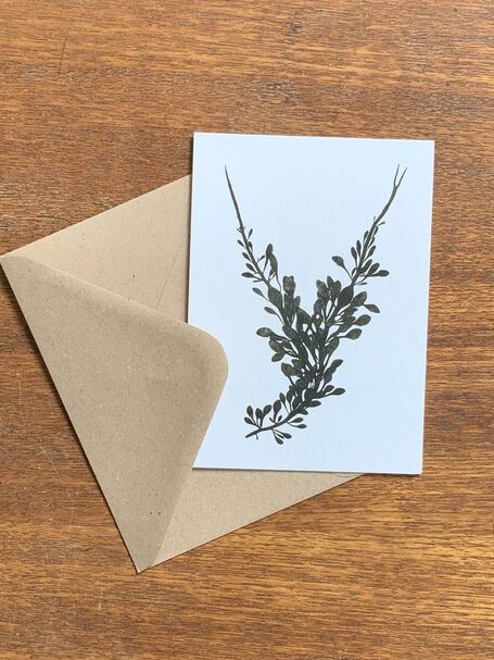 Hand pressed egg wrack weed card - THE BRISTOL ARTISAN