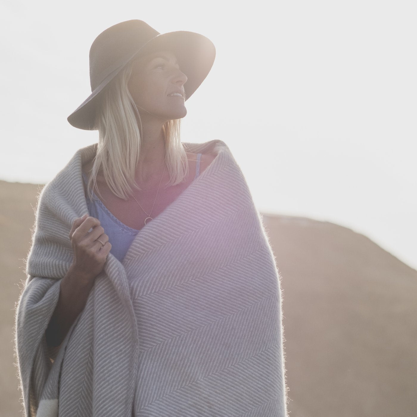 Harbour Grey Herringbone Wool Throw Blanket - The Bristol Artisan Handmade Sustainable Gifts and Homewares.