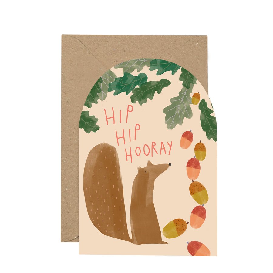 'Hip Hip Hooray' squirrel greetings card. - THE BRISTOL ARTISAN