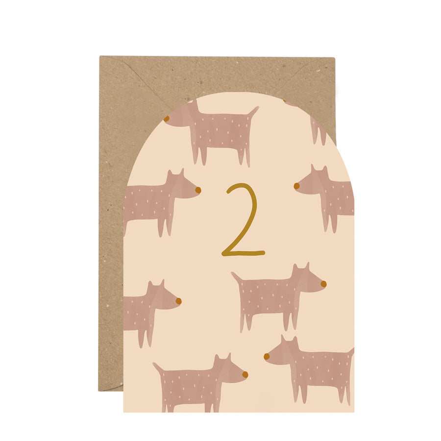 Dogs second birthday card - The Bristol Artisan Handmade Sustainable Gifts and Homewares.