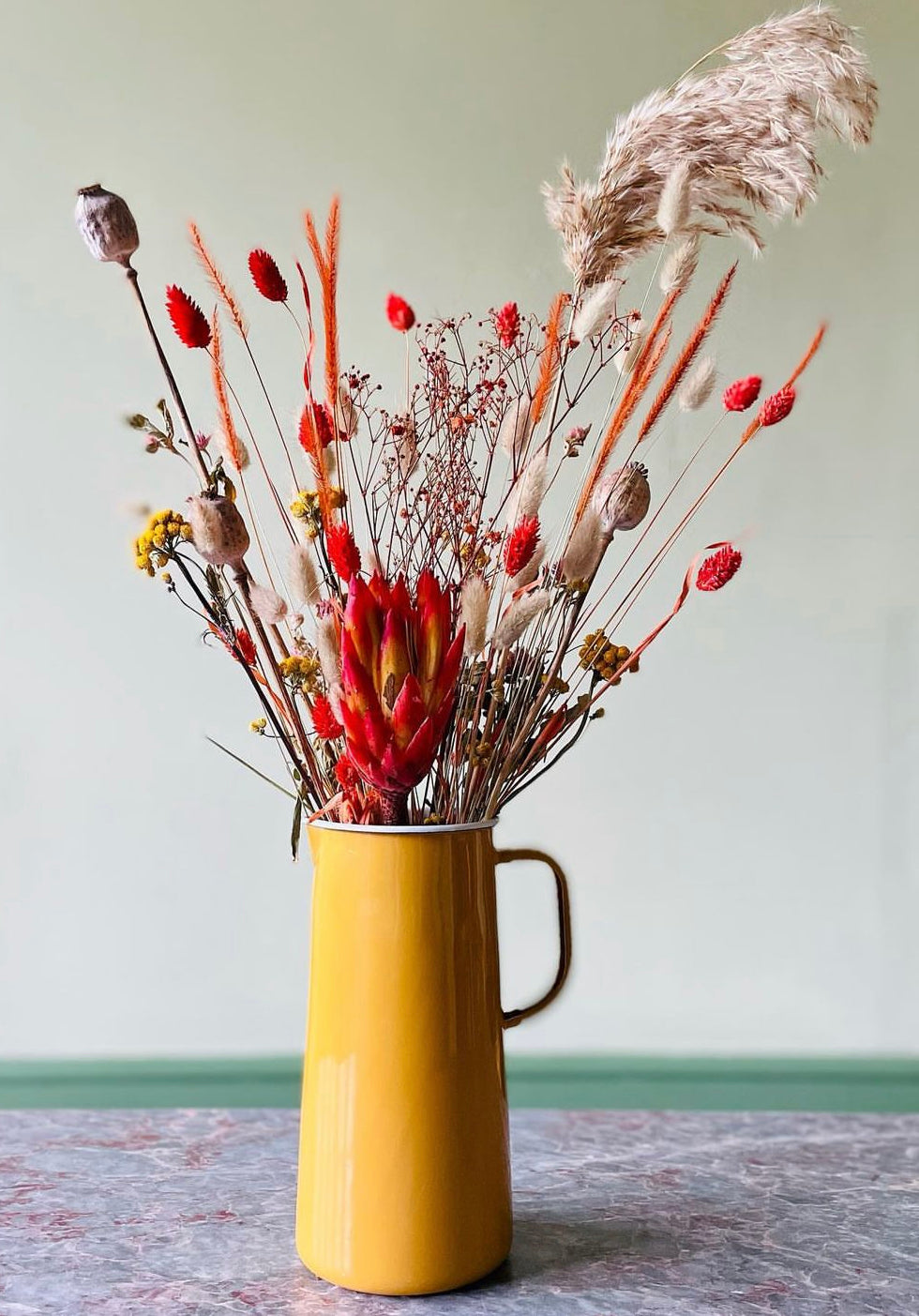 Enamel 3 pint jug - mustard yellow - The Bristol Artisan Handmade Sustainable Gifts and Homewares.