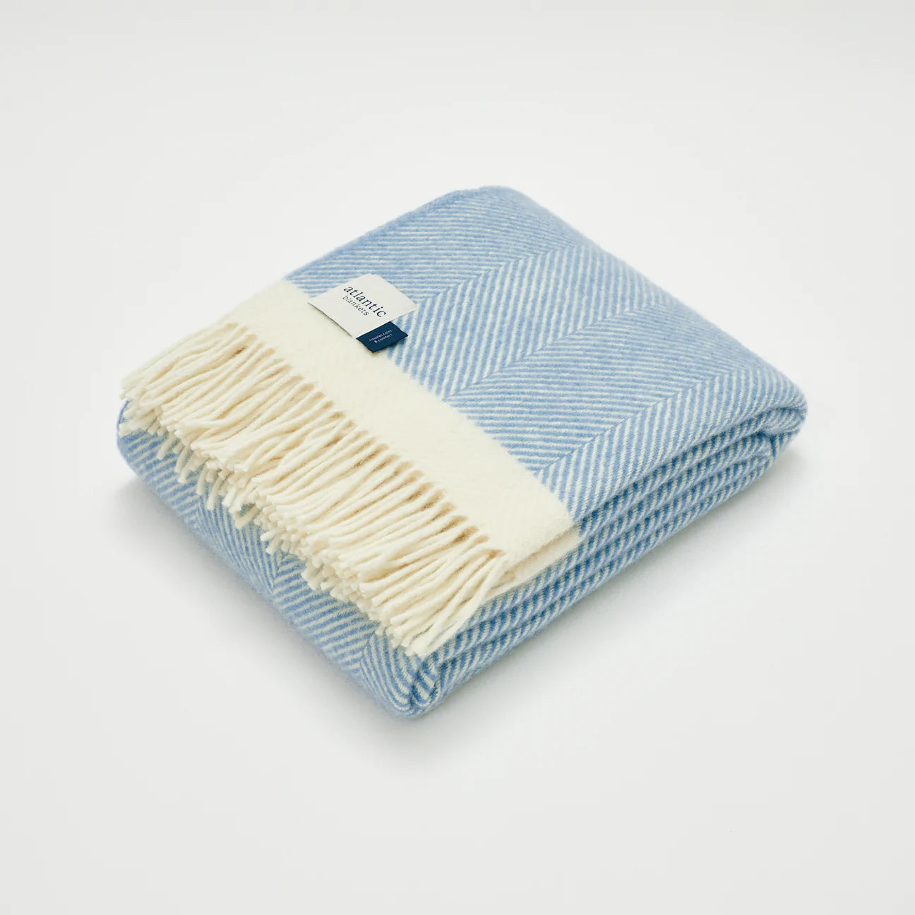 Dusk blue Herringbone Wool Throw Blanket - THE BRISTOL ARTISAN