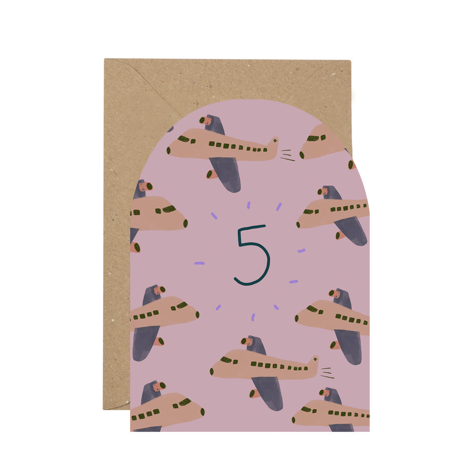 Planes Fifth birthday card - The Bristol Artisan Handmade Sustainable Gifts and Homewares.