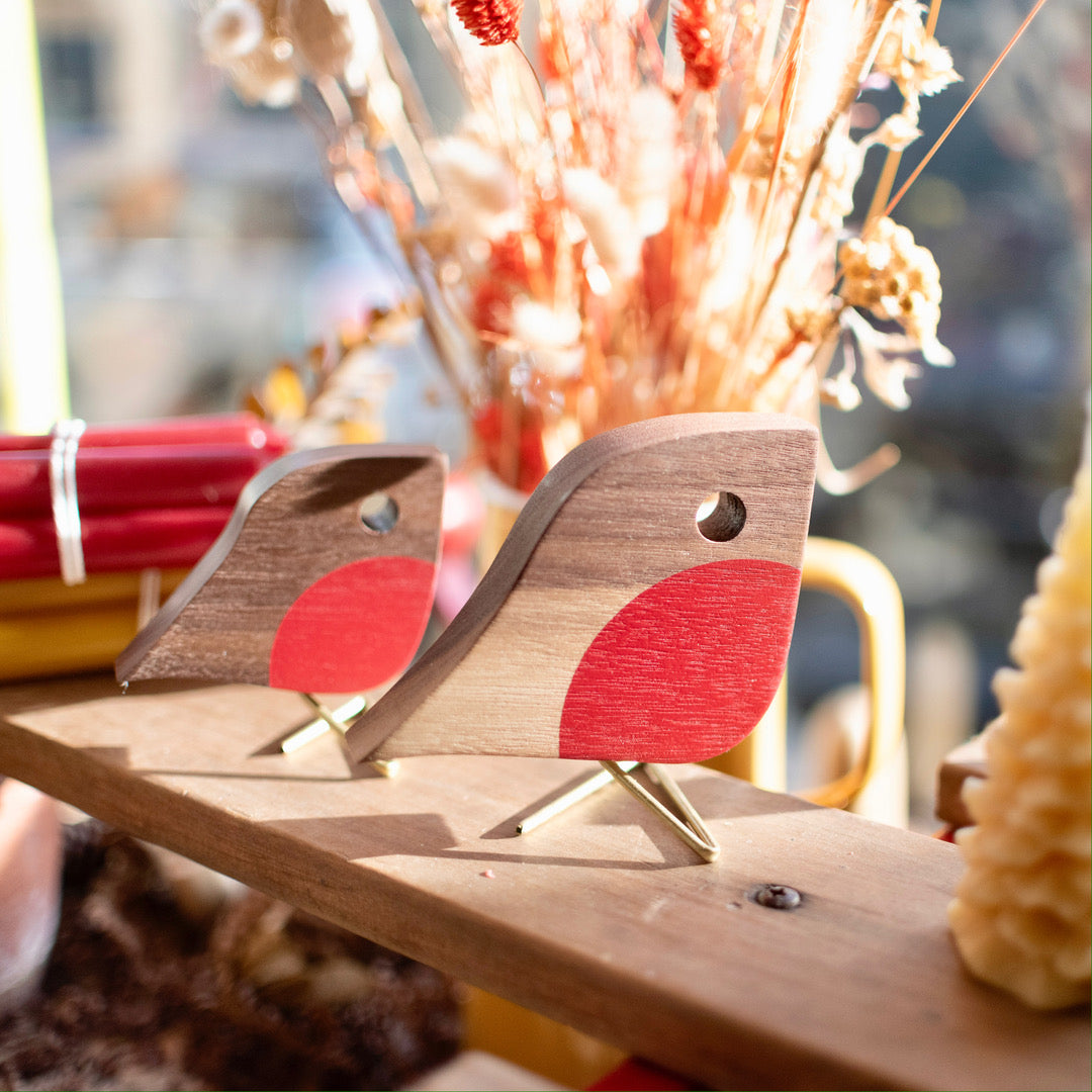 Wooden Robin Decoration - Standing. Coming soon - The Bristol Artisan Handmade Sustainable Gifts and Homewares.