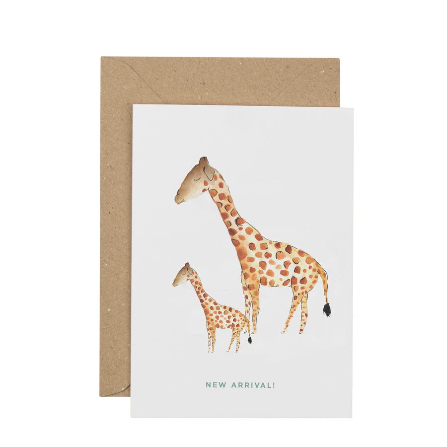 New arrival giraffe new baby greetings card. - The Bristol Artisan Handmade Sustainable Gifts and Homewares.