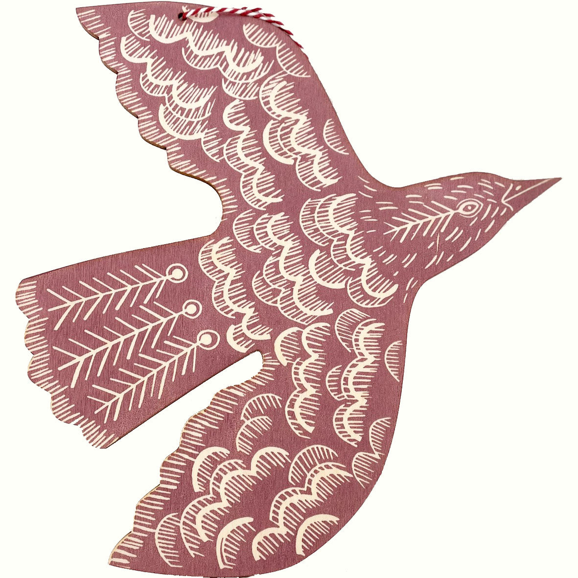 Hanging linocut Blackbird - Rose - THE BRISTOL ARTISAN