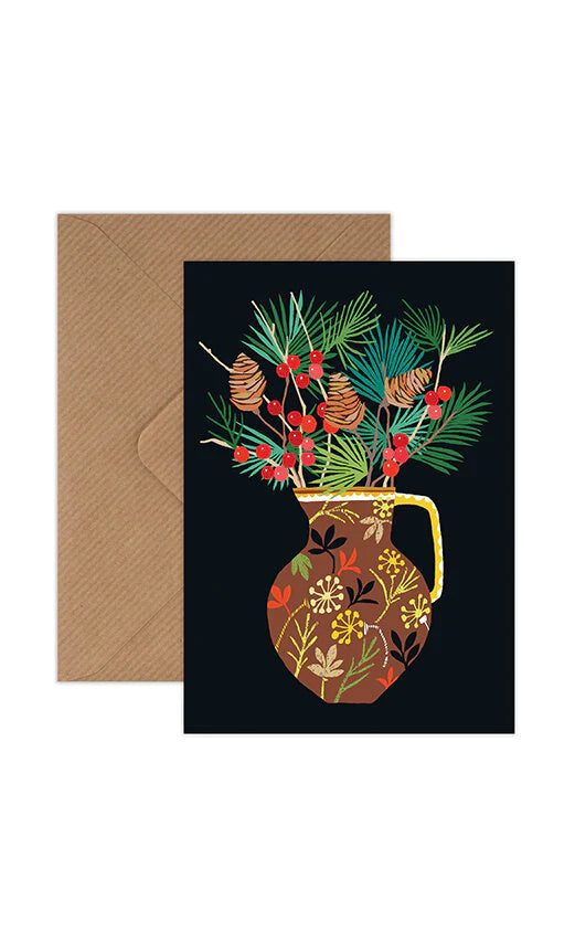 Brie Harrison Berries and Fir Card - The Bristol Artisan Handmade Sustainable Gifts and Homewares.