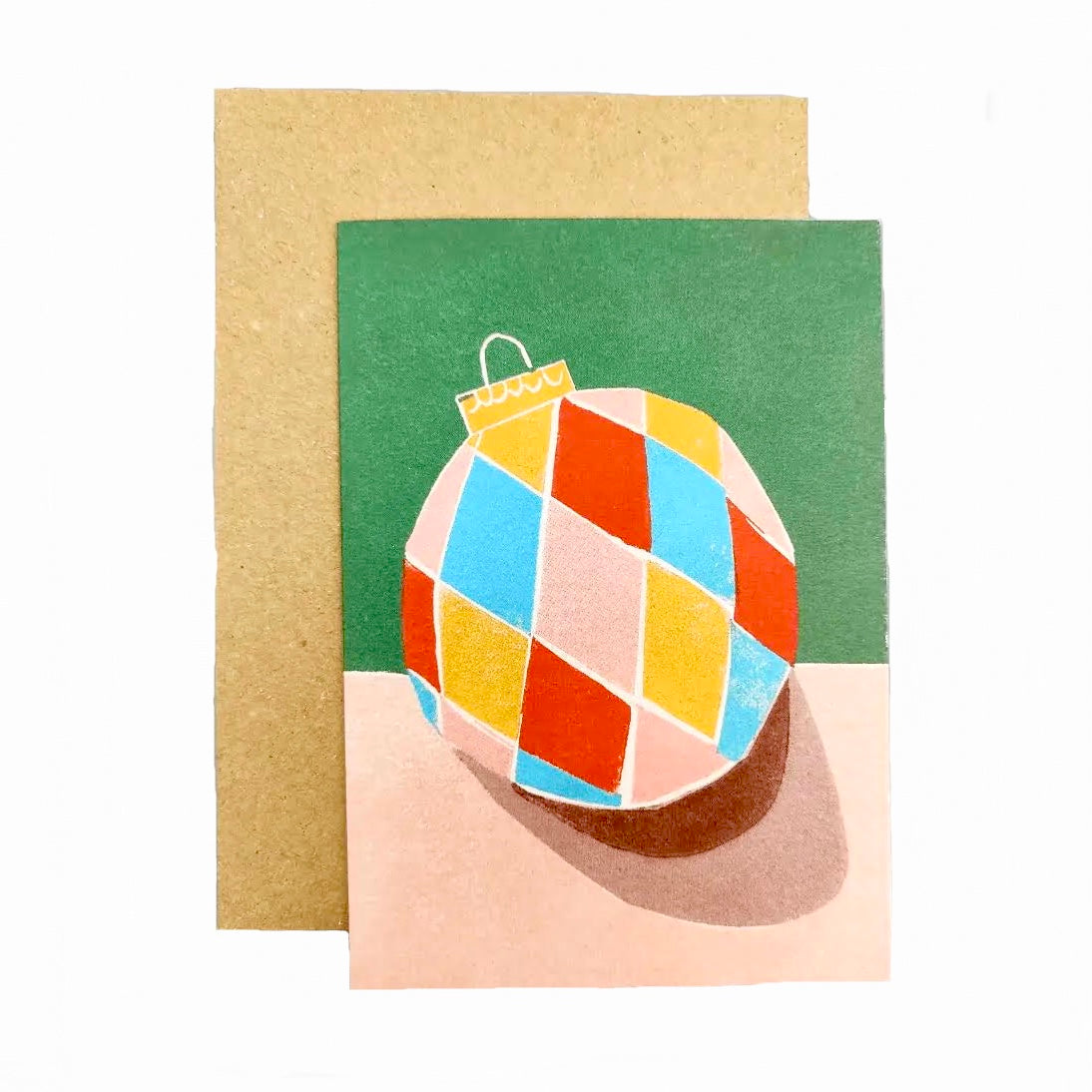 Harlequin Bauble Card - The Bristol Artisan Handmade Sustainable Gifts and Homewares.