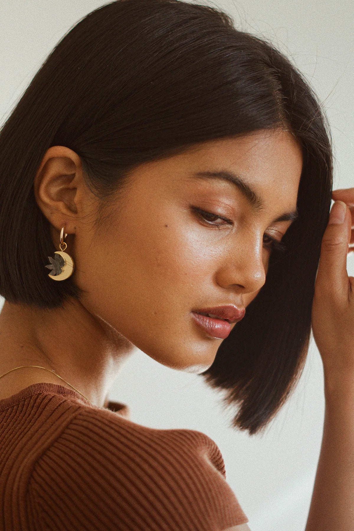 Daydream sun & moon hoop earrings - smoke & gold - The Bristol Artisan Handmade Sustainable Gifts and Homewares.