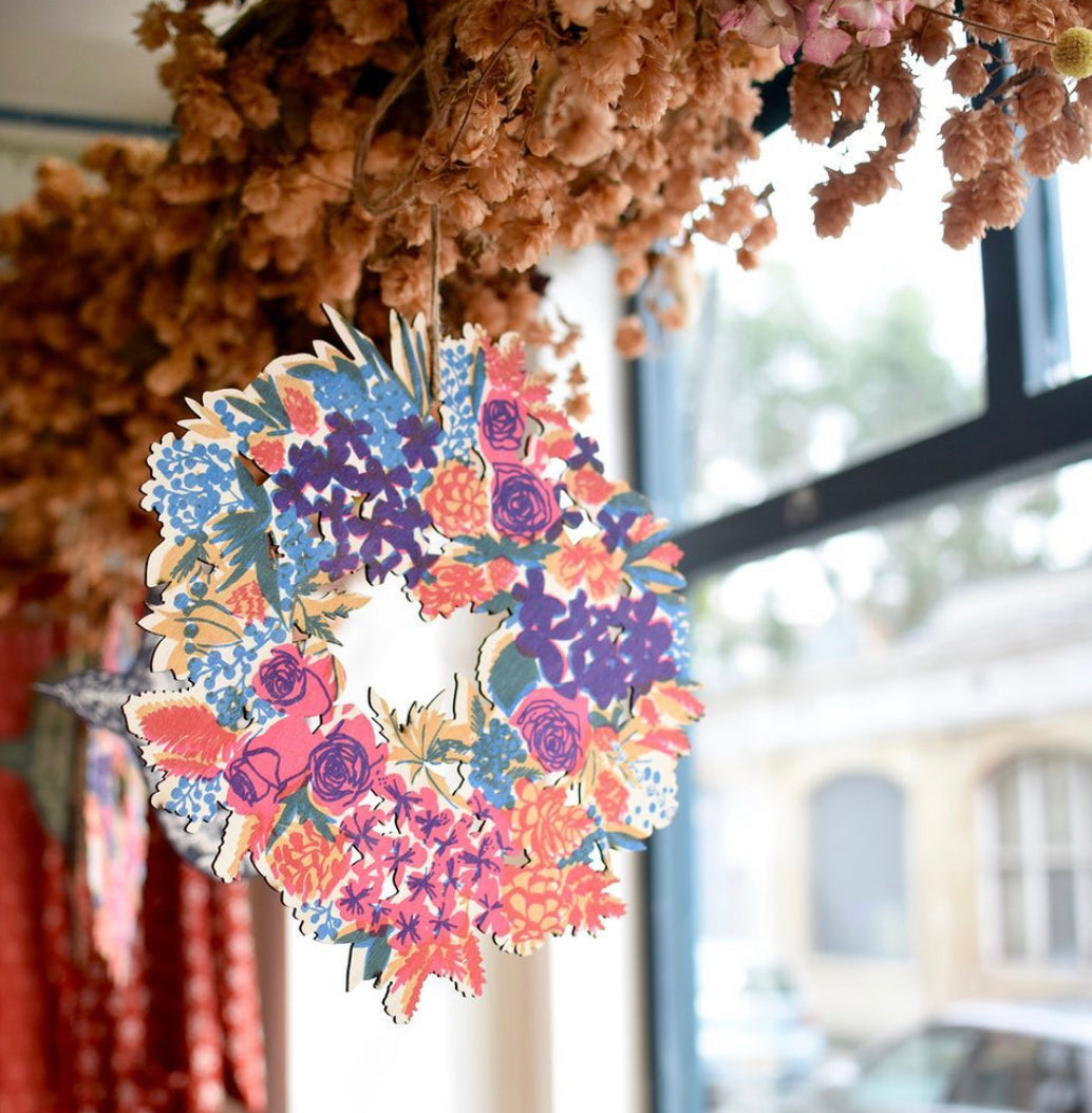 Floral Wooden Wreath - The Bristol Artisan Handmade Sustainable Gifts and Homewares.