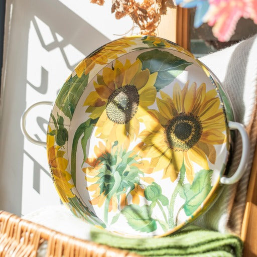 Large Sunflower Tin Tray with handles - The Bristol Artisan Handmade Sustainable Gifts and Homewares.