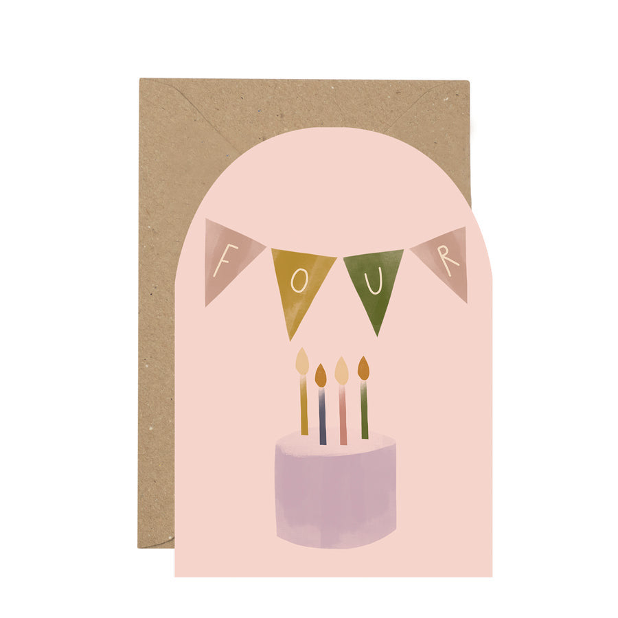 Bunting Fourth birthday card - The Bristol Artisan Handmade Sustainable Gifts and Homewares.