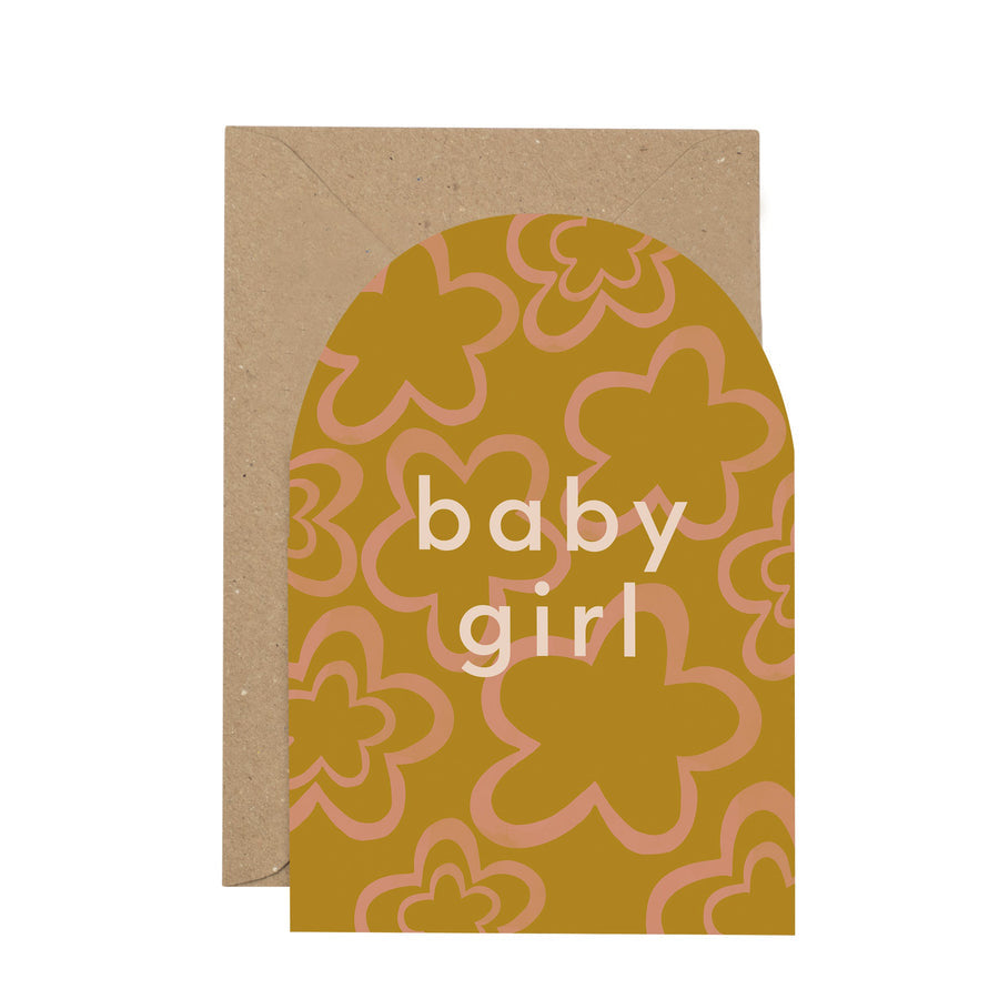 “Baby Girl” curved greetings card - The Bristol Artisan Handmade Sustainable Gifts and Homewares.