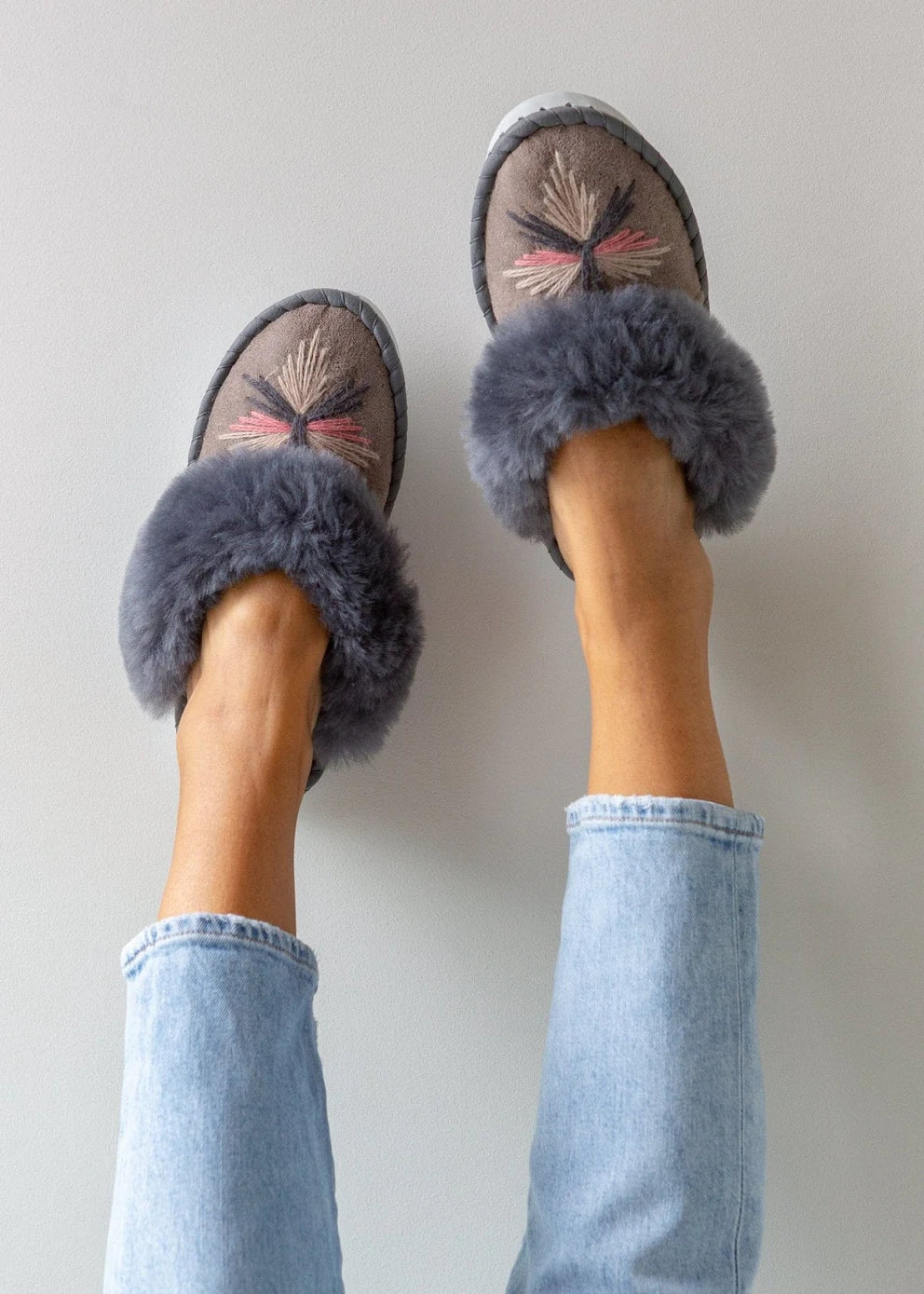 Winter Sky backless Sheepskin Mules Slippers - The Bristol Artisan Handmade Sustainable Gifts and Homewares.