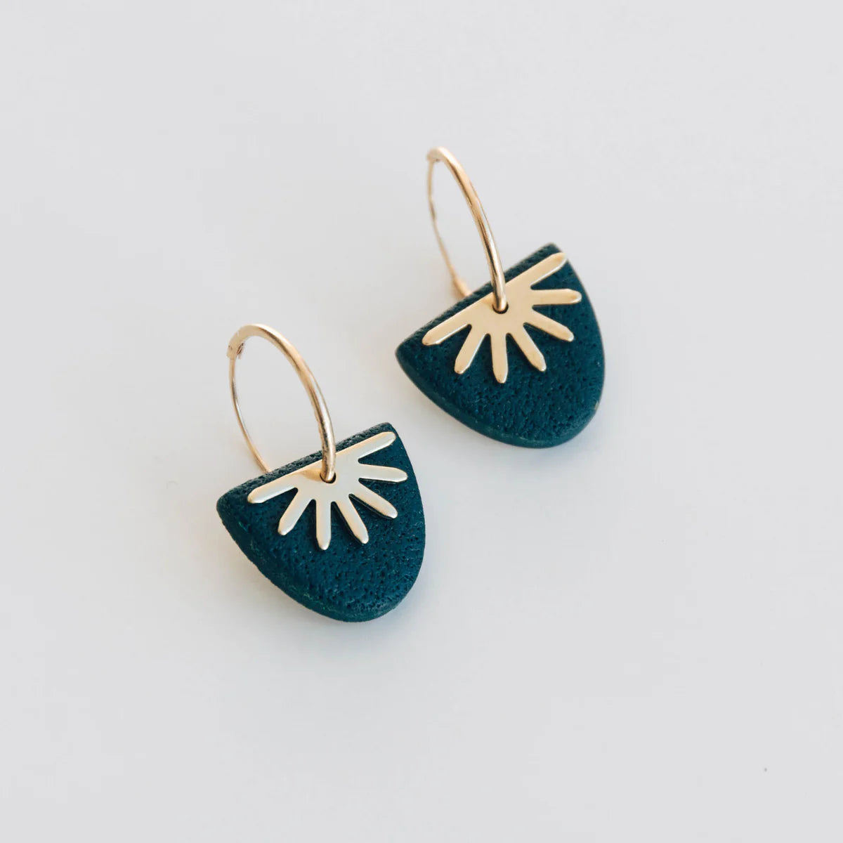 Sun ray hoops in teal - The Bristol Artisan Handmade Sustainable Gifts and Homewares.