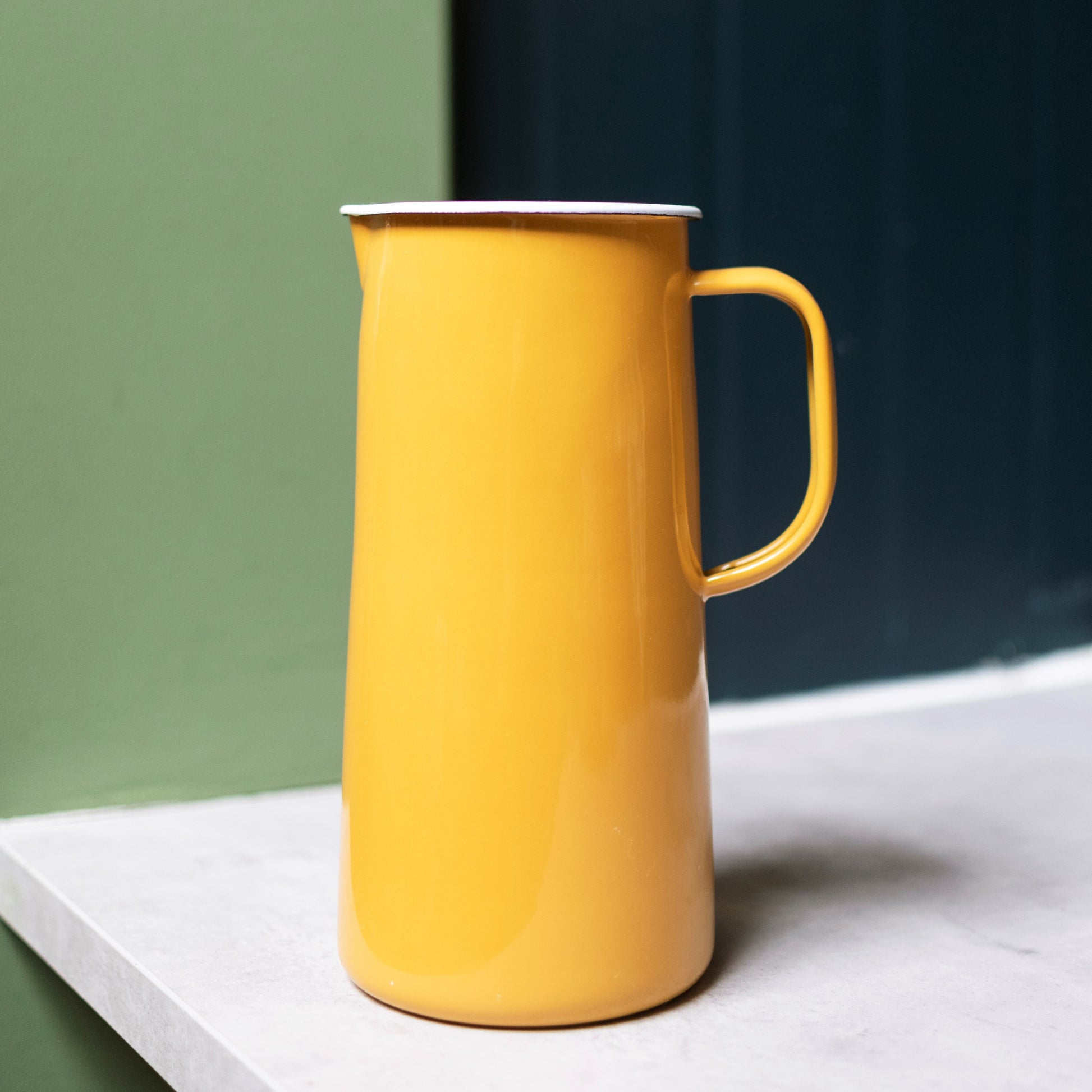 Enamel 3 pint jug - mustard yellow - The Bristol Artisan Handmade Sustainable Gifts and Homewares.
