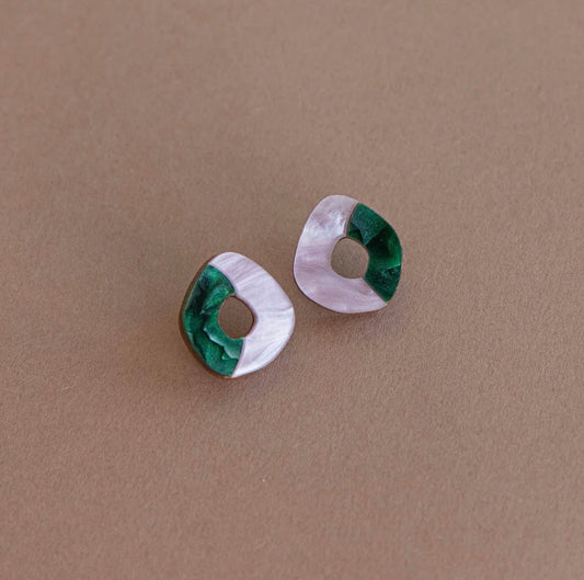 'Oh' Stud Earrings in Teal & Lilac - THE BRISTOL ARTISAN