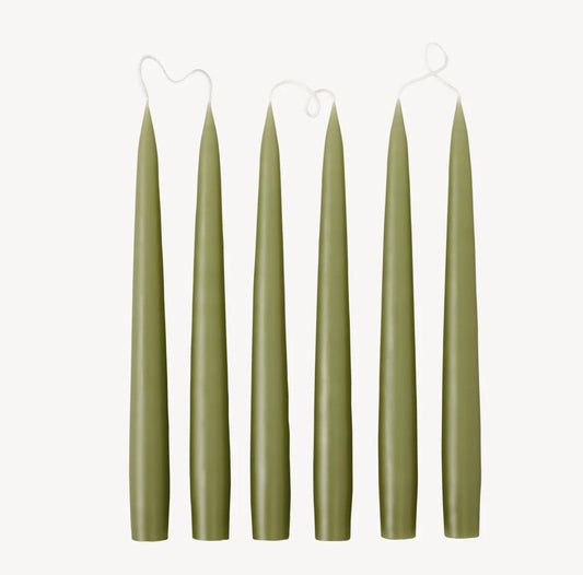 Olive taper candles - pair - THE BRISTOL ARTISAN