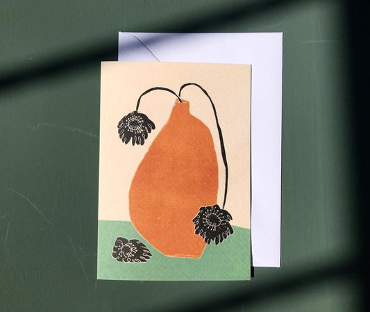 orange vase card - The Bristol Artisan Handmade Sustainable Gifts and Homewares.