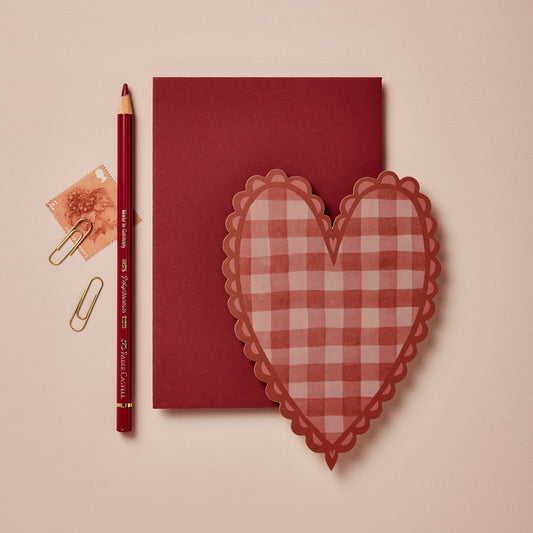Red Gingham Heart Card - The Bristol Artisan Handmade Sustainable Gifts and Homewares.