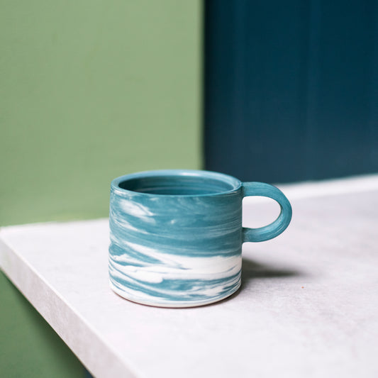 Teal Marbled Mug - The Bristol Artisan Handmade Sustainable Gifts and Homewares.