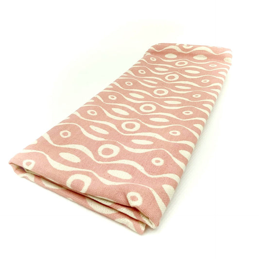 Cambridge Imprint Wave Tea Towel in Light pink - THE BRISTOL ARTISAN